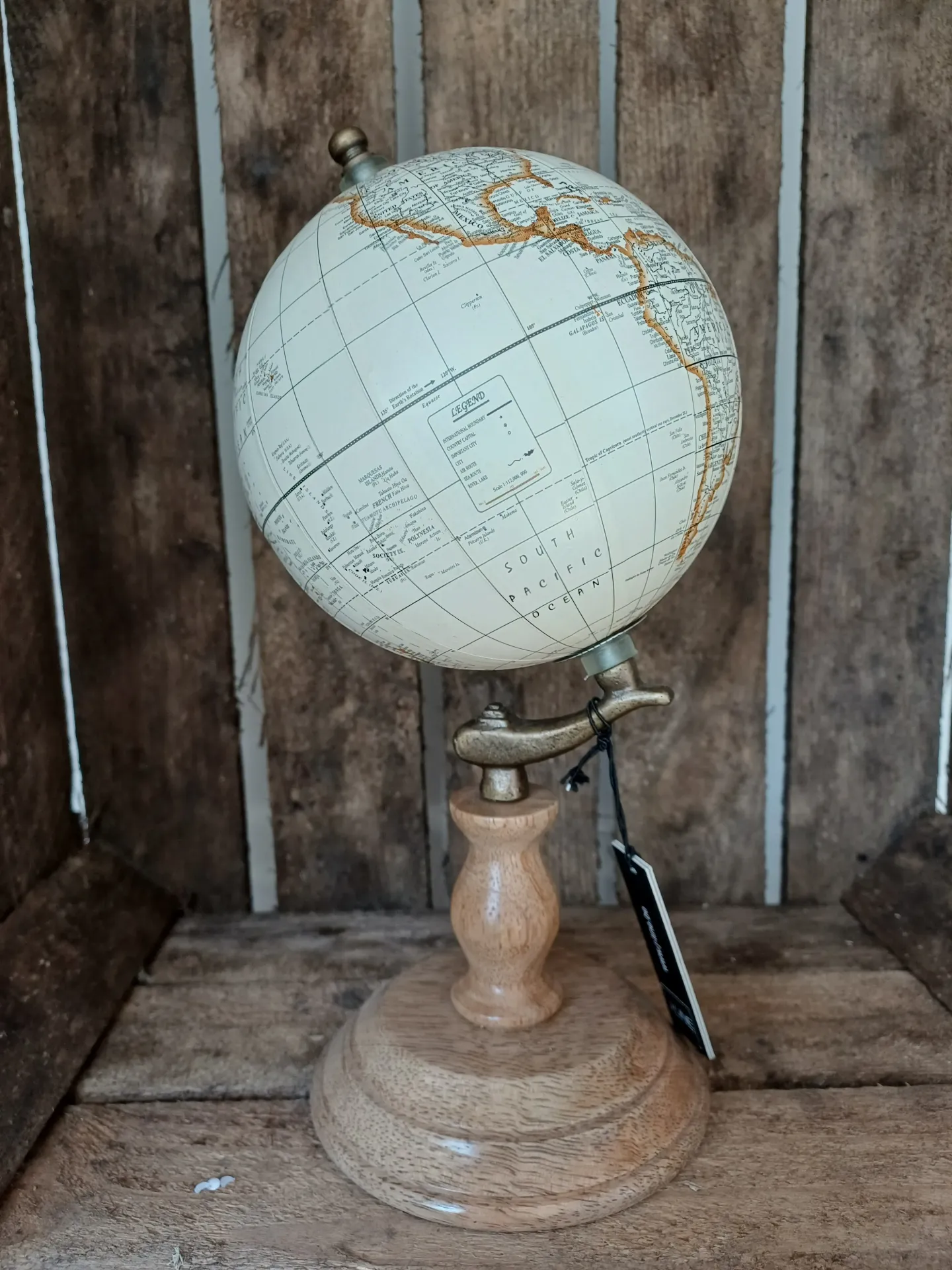Globe Sur Pied Bois Blanc/Naturel Small