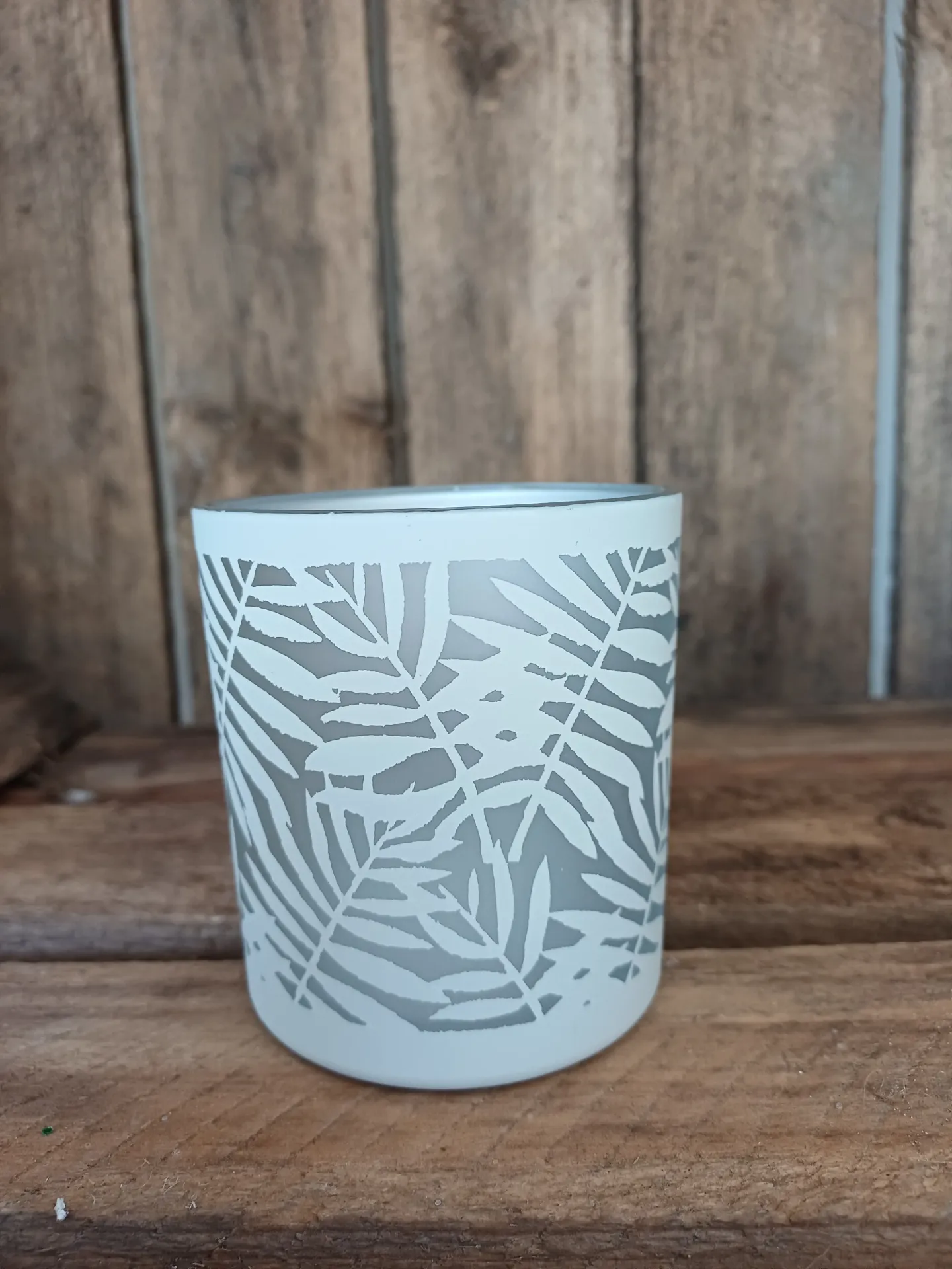 Photophore Feuilles Verre Blanc Small