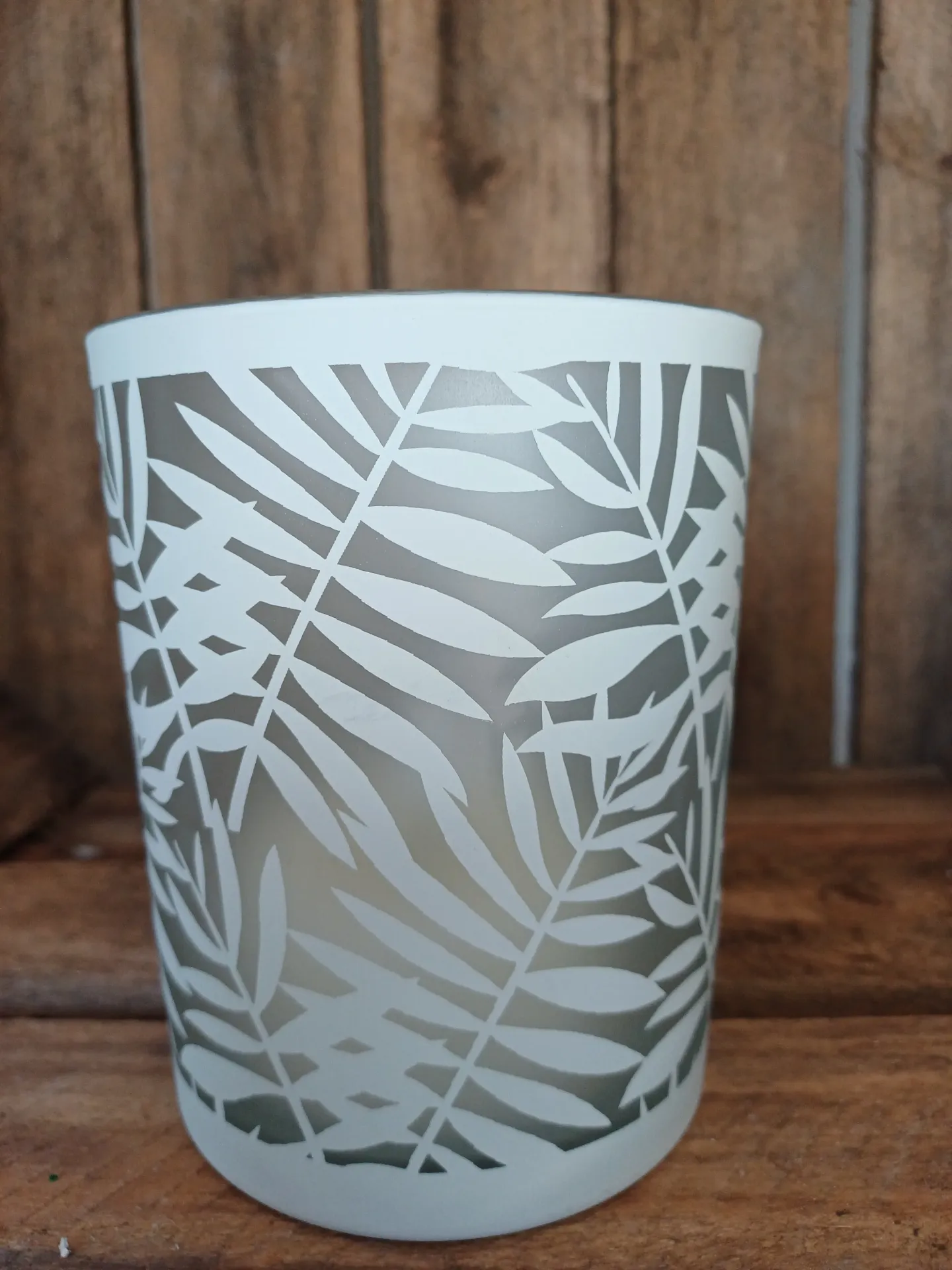 Photophore Feuilles Verre Blanc Medium