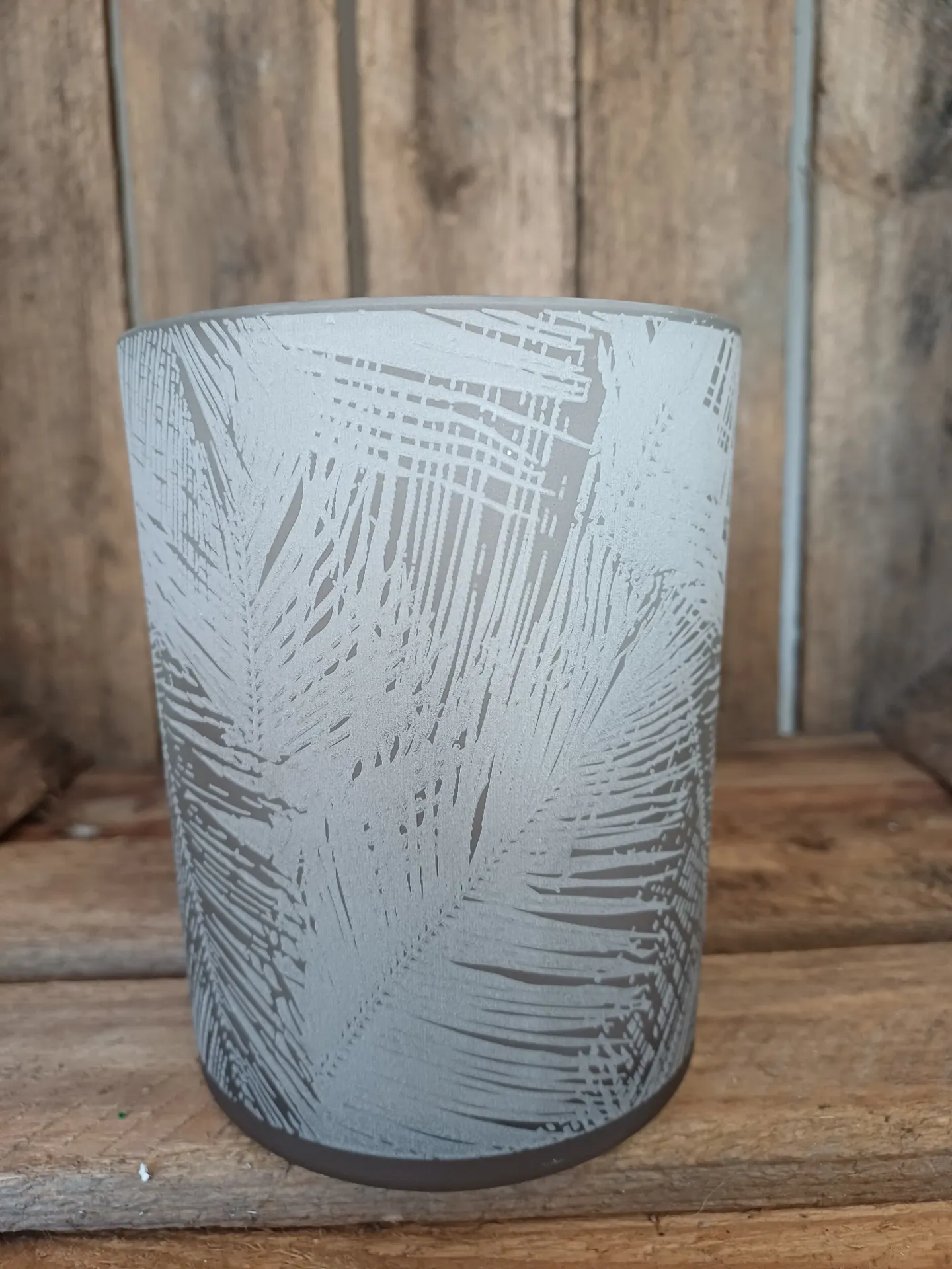 Photophore Feuilles Verre Beige Medium