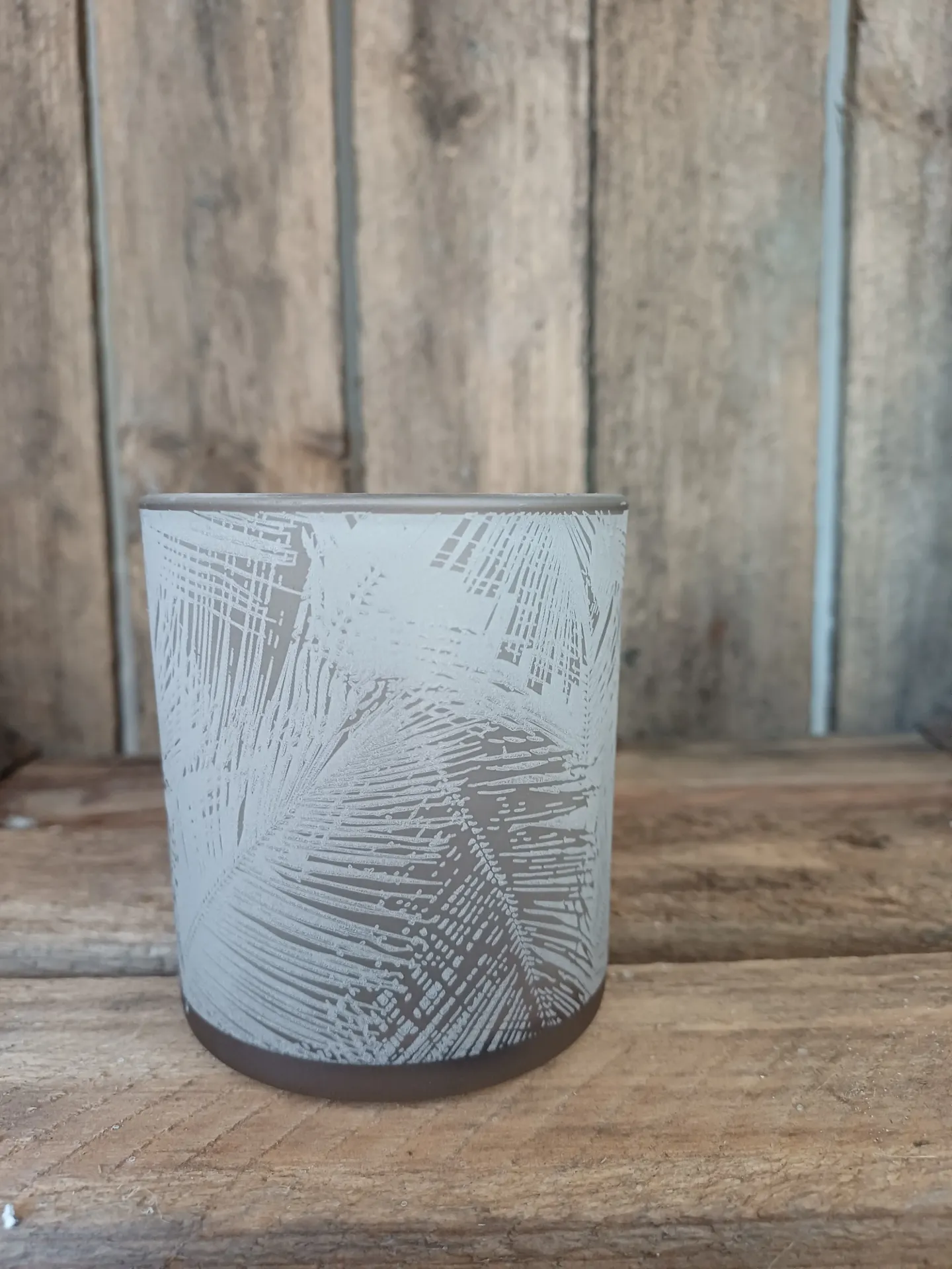 Photophore Feuilles Verre Beige Small