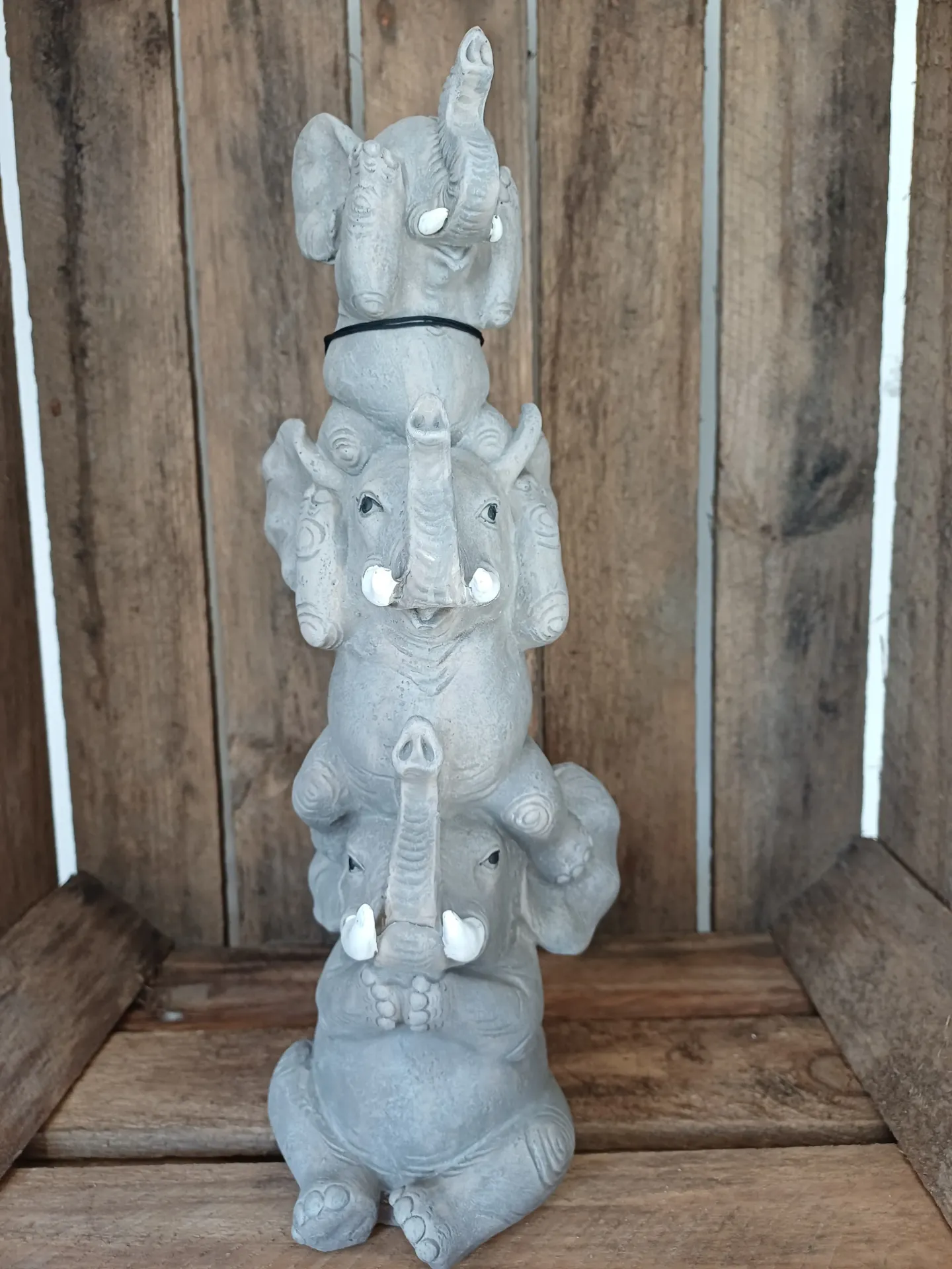 Elephant Entendre/Voir/Se Taire Résine Gris  H32CM