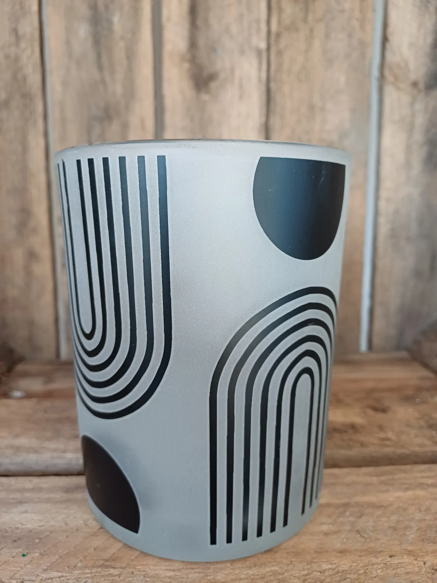Photophore Nordique Verre Matt/ Noir/Blanc Medium