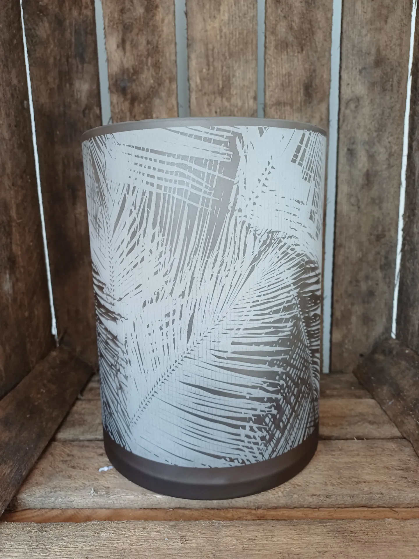 Photophore Feuilles Verre Beige Extra Large  H24cm???? 72euros