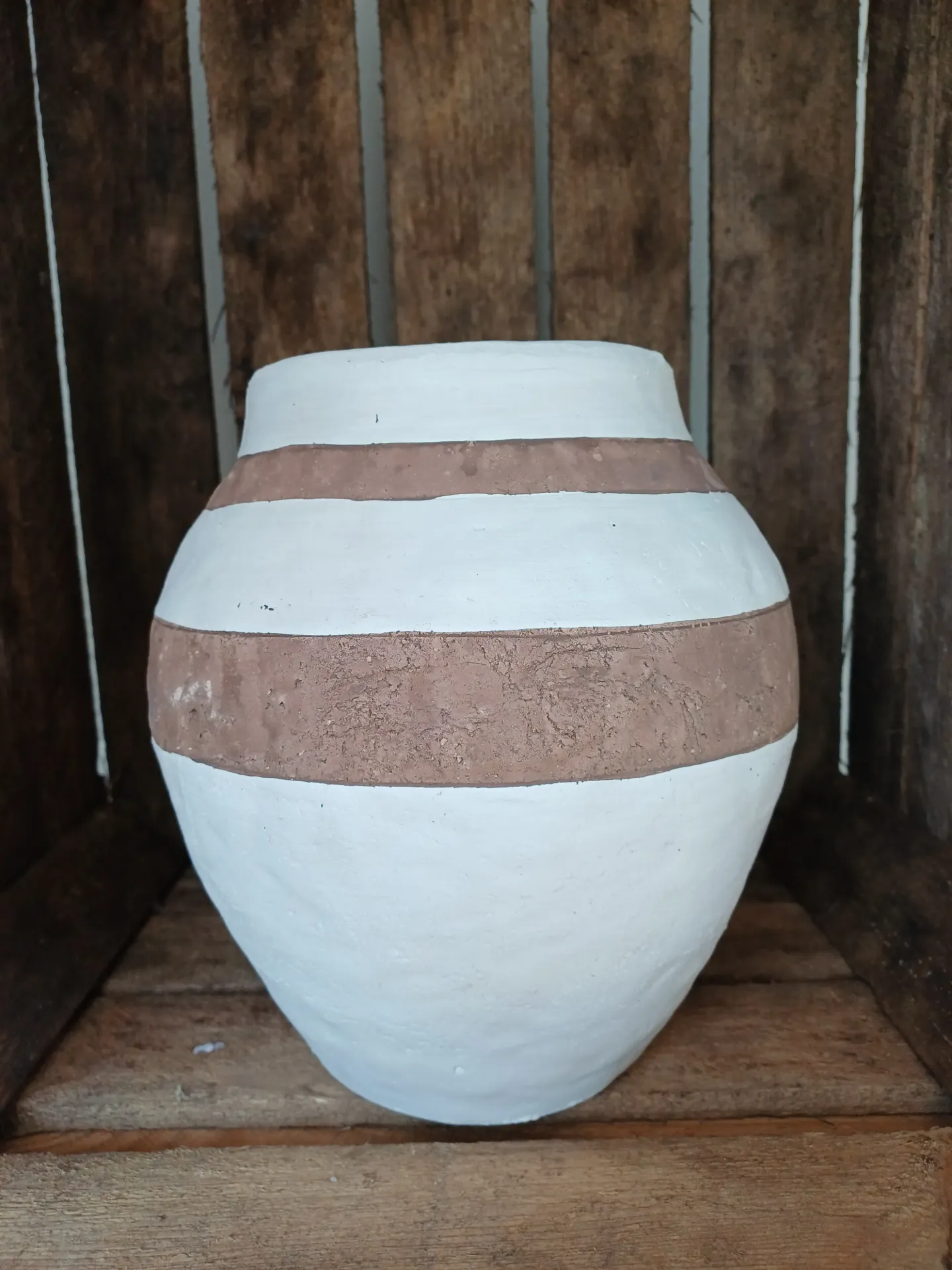 Vase Kenia Ceramique Blanc/Marron Small H22.5cm